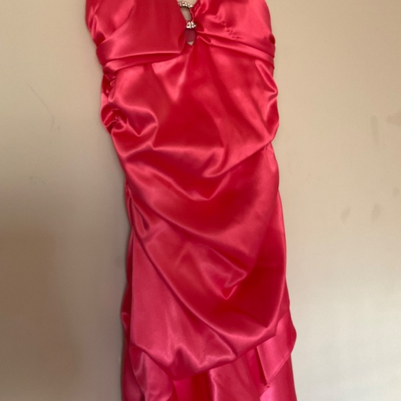Laura Size 3 Pink Satin Party Dress with Ruffle Skirt - Picture 4 of 9